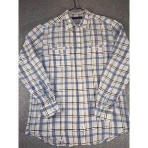 Ben Sherman Heritage Plaid Button Down Shirt Mens Large Blue White Long Sleeve